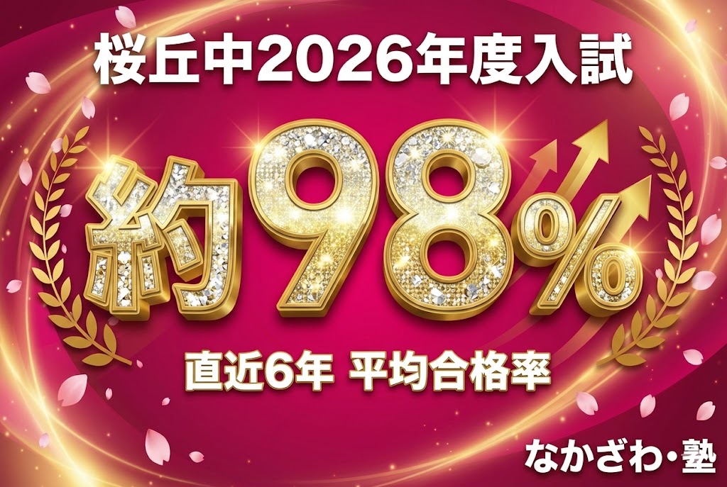 桜丘中2026年度入試 直近6年平均合格率約98％ なかざわ・塾